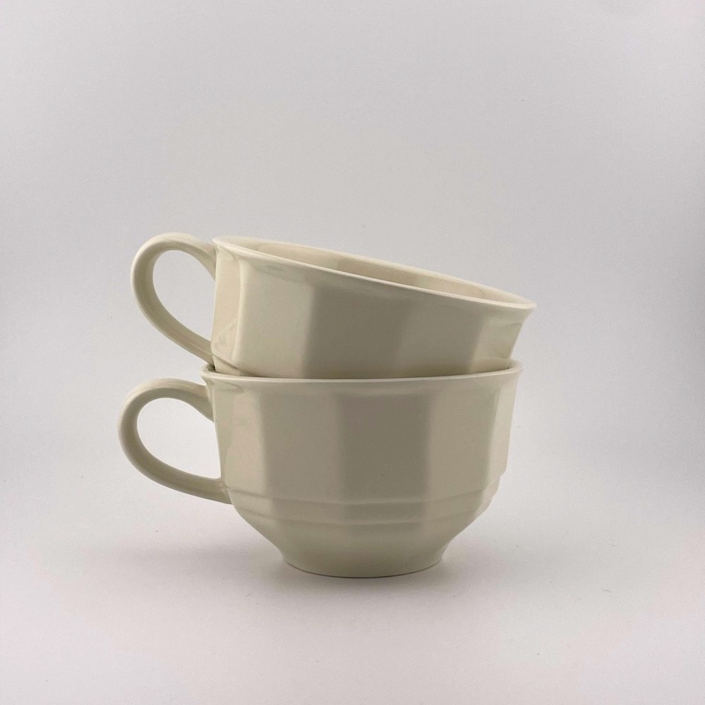 Vintage, "Heritage White" Coffee Cups by Pfaltzgraff, Set of 2